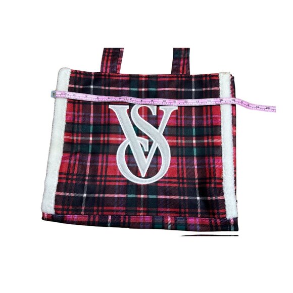 SOLD Victoria’s Secret Red Plaid Flannel Holiday Tote Bag - Picture 4 of 8